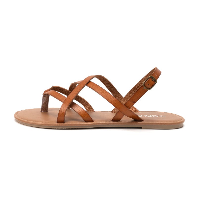 Colgo Women's Summer Strappy Flat Sandals, Adjustable Casual Fisherman Sandal with Open Toe Slingback Gladiator Sandals (8.5,Brown) - Image 3